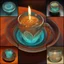 Placeholder: 3D Shading psychedelic fluid by artist "Margaret Keane", glowing 3d symmetrical face in glass cup, larimar nacre bismuth, by artist "Shaun Tan"