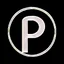 Placeholder: logo with the letter p, graphic, black and white