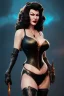 Placeholder: Ava Gardner as evil queen in black leather, busty, cleavage, curvy, angry, stern look. character design by cory loftis, fenghua zhong, ryohei hase, ismail inceoglu and ruan jia. unreal engine 5, artistic lighting, highly detailed, photorealistic, fantasy