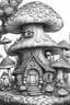 Placeholder: MANDELA STYLE .Mushroom houses Coloring Book for Adults and Kids, Instant Download, Grayscale Coloring Book