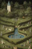 Placeholder: Hieronymus Bosch, A E Marty, Mysterious, bizarre, surreal, bizarre, fantasy, Sci-fi, Japanese anime, symbolic blueprint, garden cut out of the wilderness, inside a box, detailed masterpiece perspectives angles