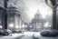 Placeholder: Beautiful landscape in pastel colors, lanterns, mansion, frosty columns, icy fountain, mystical glow, filigree, snow-covered trees,I am snow, mystical haze, black sky, white velvet clouds descend on the city, realistic, beautiful style, professional photography,about high resolution, cgi,f/19.1/200s, in light silver tones, sophistication, highly detailed, digital painting, moon, wonderful, microdetalization