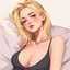 Placeholder: a pretty blonde girl, relaxed, digital art, stylised