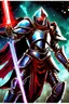 Placeholder: TCG fantasy artwork art of a heroic space knight with laser sword