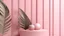 Placeholder: Modern Minimal Soft Pink Shelf Display For Show Product With Leaf Palm Background 3d Render