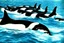 Placeholder: An orca army fighting Americans in WW2 swimming up a stream to attack