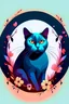 Placeholder: beautiful cat, aesthetic, Vector Design, Concept Art, 4k, white background, circle, illustration, dark colors