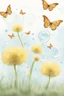 Placeholder: Butterflies and bubbles going up to the sky through a field of dandelions