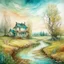 Placeholder: The place where the Dream and its followers live. Watercolor, fine drawing, beautiful van gogh landskape, pixel graphics, lots of details, pastel aqua colors, delicate sensuality, realistic, high quality, work of art, hyperdetalization, professional, filigree, hazy haze, hyperrealism, professional, transparent, delicate pastel tones, back lighting, contrast, fantastic, nature+space, Milky Way, fabulous, unreal, translucent, glowing