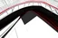 Placeholder: Architectural drawing of a futuristic pedestrian bridge, from above white, red and black colors