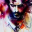 Placeholder: fire, flames, rugged man, watercolor illustration by <agnes cecile> <Yoji Shinkawa>, natural tones, ornate and intricate detail , soft smooth lighting, soft pastel colors,