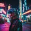 Placeholder: street photography of a woman on the street, night time, cyberpunk neon lights, 16mm , perfect photography, 1980's,vhs footage,wearing futuristic VR, low light,shot by jvc gr-sz7,glitch,back to the future