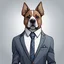 Placeholder: make one realistic business dog that are made of shapes and have a suit on lokk like crystals