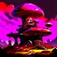 Placeholder: A fantabulous black, magenta and red (((mushroom tower house))) erected atop a (geologic pillar), surrounded by the uncanny imaginative ((( swirling skies))), offset by the stark hues of a (neon-tinged nebulous space scape), within. captured by the hand a skilled master painter with a focus on (softly blurred compositions and voluminous lighting).