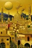 Placeholder: A gold metropolis with EDM instrument shaped buildings designed in Oaxacan alebrijes painted by Birge Harrison
