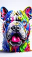 Placeholder: Splash art, a american bully head, ((white background)), roaring, epic Instagram, artstation, splash style of colorful paint, contour, hyperdetailed intricately detailed , unreal engine, fantastical, intricate detail, splash screen, complementary colors, fantasy concept art, 8k resolution, deviantart masterpiece, oil painting, heavy strokes, paint dripping, splash arts