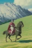 Placeholder: detailed oil painting, renaissance style, of mounted knights galloping across an open field, swords in hand, mountains in distance