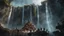 Placeholder: rotting zombies falling from the top of a 3.000 feet high waterfall. fantasy setting, horror. exquisite realism, a masterpiece, fantasy concept art, dynamic lighting, hyperdetailed, intricately detailed, deep color, Unreal Engine, volumetric lighting, Epic cinematic brilliant stunning intricate meticulously detailed dramatic atmospheric maximalist digital matte painting