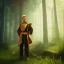 Placeholder: Male, Human, Blond, Sorcerer, Fire Mage, Golden Eyes, Young, Photorealism, Full Body Shot, Forest Background