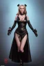 Placeholder: Brandi Love in black leather gown, evil, busty, cleavage, curvy, angry, happy, stern look. character design by cory loftis, fenghua zhong, ryohei hase, ismail inceoglu and ruan jia. unreal engine 5, artistic lighting, highly detailed, photorealistic, fantasy