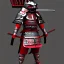 Placeholder: Personnage détaillé, chat, anthropomorphique, habillé comme un samurai, armure très détaillé, rouge, argent, modélisme 3d