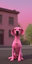 Placeholder: Snoop dogg, sitting. a chair. pink houses, pink sky, pink smoke, trees, outdoors. Groove street. 28mm