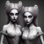 Placeholder: extrem tim burton style of the evil stepsisters, sharp focus