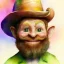 Placeholder: watercolor style, Leprechaun walking on a rainbow, style of Jean-Baptiste Monge fantasy high detail crisp quality