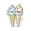 Placeholder: A pair of ice cream cones, cute, lighthearted, natural daylight, T-shirt design graphic, vector, contour, white background