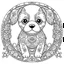 Placeholder: baby dog, happy mood, cute animals, mandala, full view, realistic, coloring page, only draw lines, coloring book, clean line art, –no sketch, color, –ar 3:4, white background, minimalistic black lines, minimal black color, low level black colors, coloring page, avoid thick black colors, thin black line art, avoid colors, perfect shape, perfect clear lines,