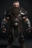 Placeholder: full body portrait of a dwarf with dark brown hair and an ashy gray beard wearing chainmail and tattoos on his arms