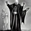 Placeholder: Nosferatu vampire with a beard and vampire fangs as a Russian Orthodox bishop with four arms with long claws and yellow eyes