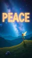 Placeholder: Prompt: "A serene, cosmic landscape with a floating Fairy contemplating a large, glowing word “ PEACE “in the sky, The cosmic backdrop hints at the vastness of the mind cand the universe."