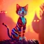 Placeholder: circus, tabaxi, female, fantasy, at dawn by atey ghailan, mystical colors, Golden hour, Lisa Frank fantasy
