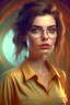 Placeholder: fantasy_portret_3D_face_beautiful_woman_yellow blouse_design_pair of glasses