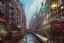 Placeholder: Corner Elevated Train run raid Train Canal River and corner shop greengrocer in colorful Italian street+Gothic city+BioShock+Dishonored+Bloodborne +trieste+Edinburgh+Chicago+victorian London+decòpunk Skyscraper+ +steampunk+biopunk+alphonse mucha, greg rutkowski,matte painting, cryengine, hyper detailed, felix kelly, fantasy art, seb mckinnon