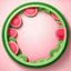 Placeholder: Round picture frames in the colors of watermelon with a light background for tubes