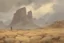 Placeholder: cloudy grey day, arid rocky land, few distant cliffs, philosophic and trascendent influence, unforgettable landscape, dry weeds, videgame landscapes influence, epic, one person, distant mountains, rodolphe wytsman, jenny montigny, and friedrich eckenfelder impressionism paintings