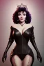 Placeholder: Joan Collins as evil queen in black leather, leather, busty, cleavage, angry, stern look. character design by cory loftis, fenghua zhong, ryohei hase, ismail inceoglu and ruan jia. unreal engine 5, artistic lighting, highly detailed, photorealistic, fantasy