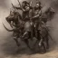 Placeholder: Nomad cavalry. Warriors. Damascus steel. Black. Sharp details. Roar. Fast galloping.