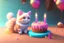 Placeholder: cute fluffy chibi cat birthday cake in sunshine Weight:1 detailed matte painting, deep color, fantastical, intricate detail, splash screen, complementary colors, fantasy concept art, 8k resolution trending on Artstation Unreal Engine 5 Weight:0.9