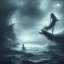 Placeholder: shore, dark, fog, moon, stormy, mermaid