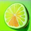 Placeholder: painting of a slice of citrus fruits, lime realistic, acrylic paint, green