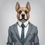Placeholder: make one realistic business dog that are made of shapes and have a suit on