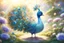 Placeholder: cute anime chibi peacock in a flowergsrden in sunshine Weight:1 heavenly sunshine beams divine bright soft focus holy in the clouds Weight:0.9