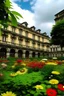 Placeholder: it is calm and peaceful, full of flowers and plants, and there are many beautiful buildings.