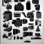 Placeholder: elements of photographic equipment. poster graphics. high detailed. ink and acrylic.