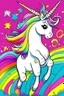 Placeholder: kids illustration, an unicorn image, cartoon style, thick line, low details, vivid color