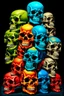 Placeholder: a stack of 1000 nearly anatomically correct cartoonish skulls, vivid colors, dark comedy, well lit, high detail,