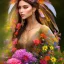 Placeholder: bright native american fairy, beautiful portrait, flowery landscape